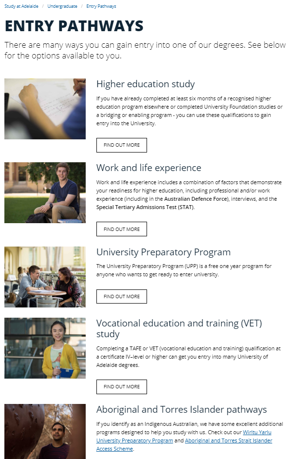 Good Practice Note - Admissions Transparency -  Figure 15 - University of Adelaide