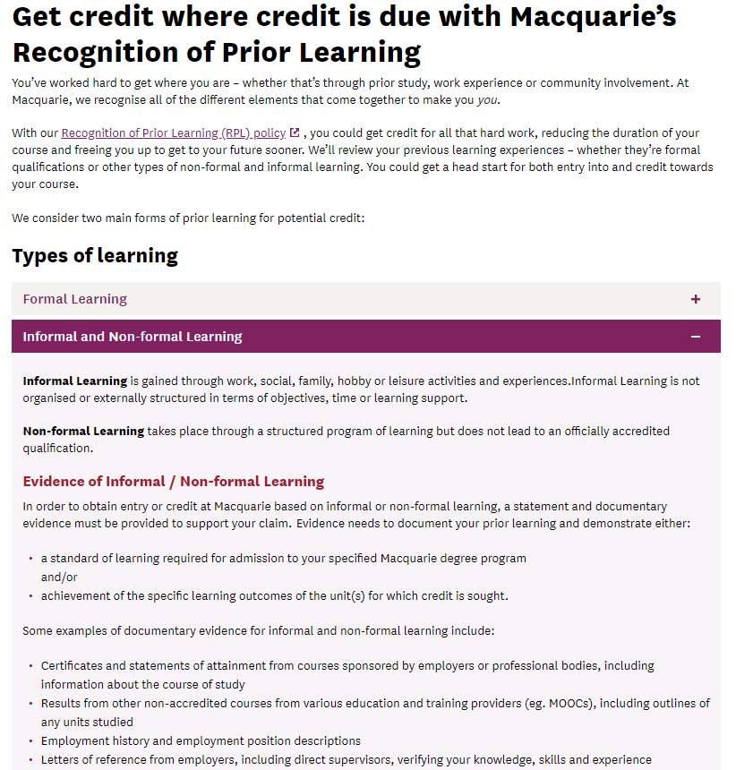 Good Practice Note - Admissions Transparency -  Figure 19 - Macquarie University