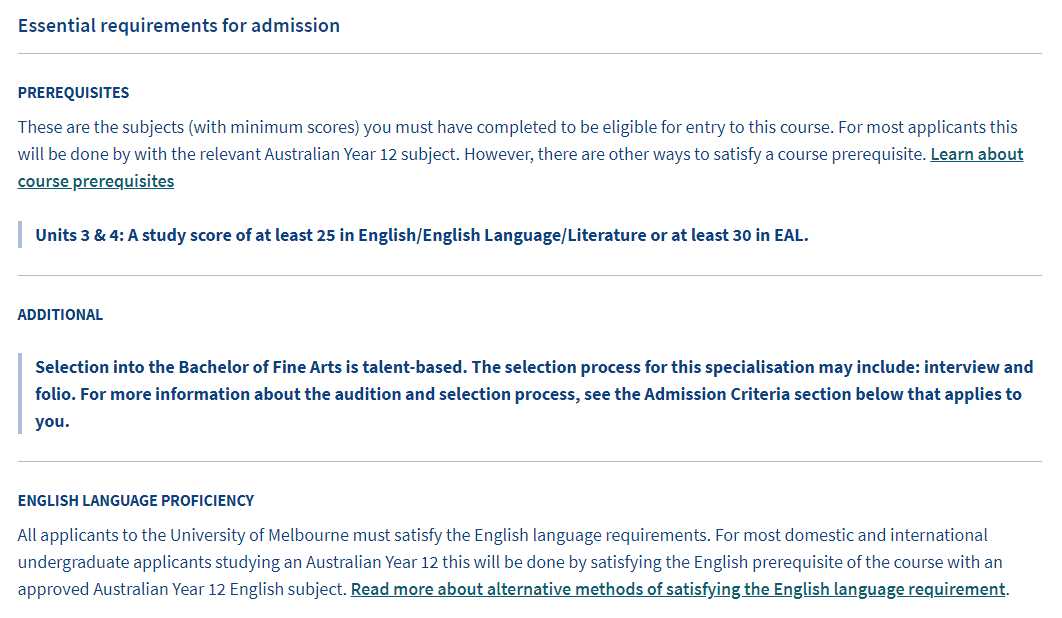 Good Practice Note - Admissions Transparency -  Figure 29 - Melbourne