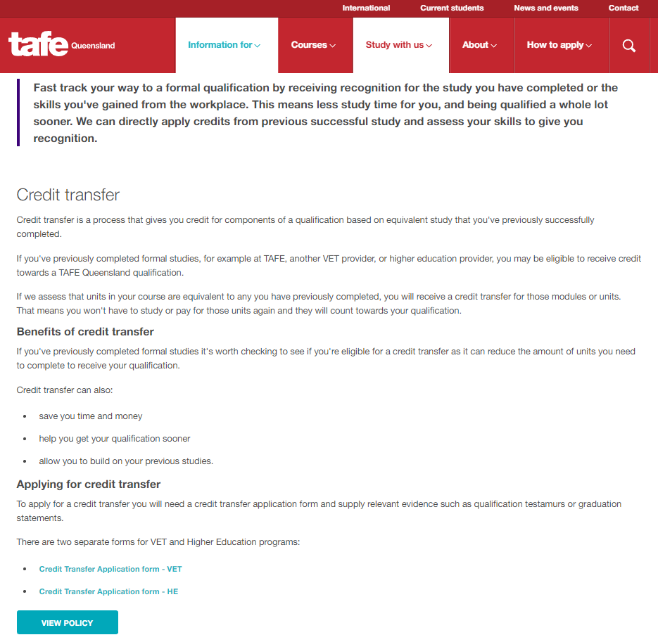 Good Practice Note - Admissions Transparency -  Figure 32 - TAFE Queensland