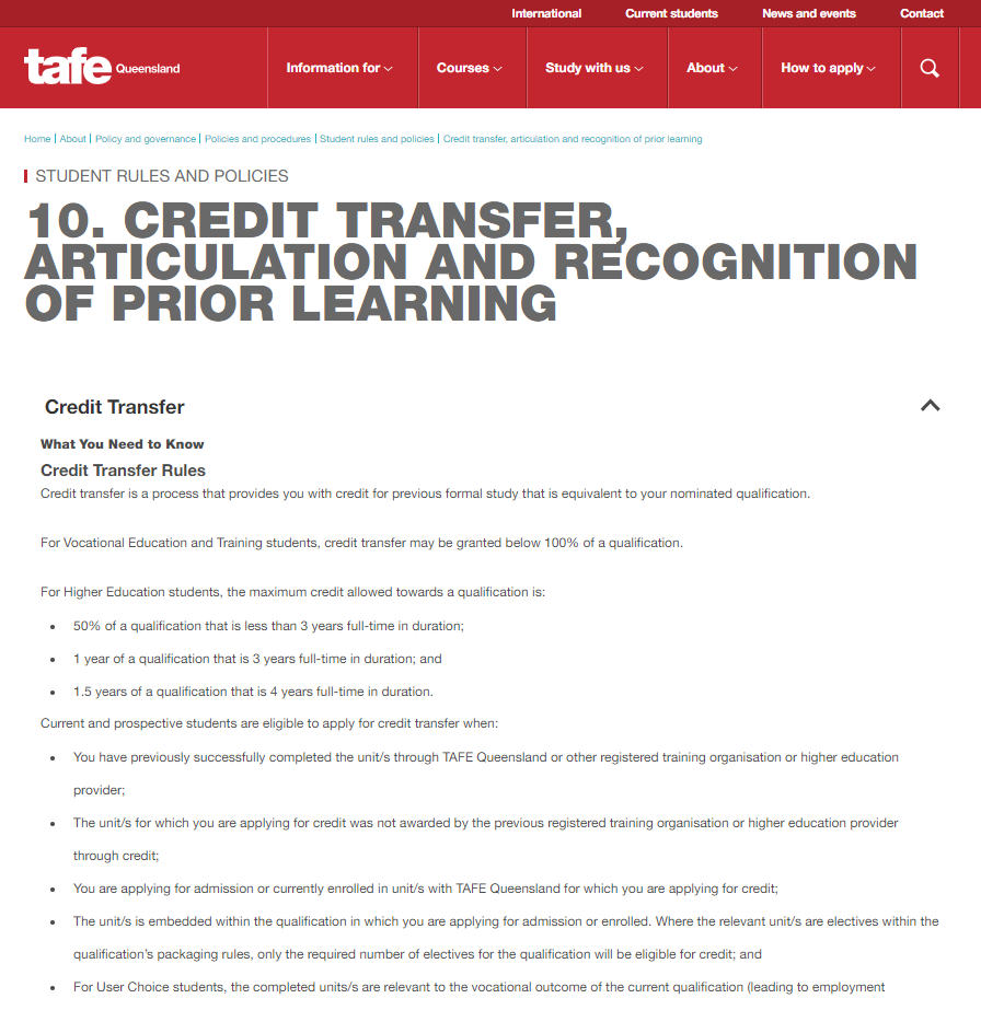 Good Practice Note - Admissions Transparency -  Figure 33 - TAFE Queensland