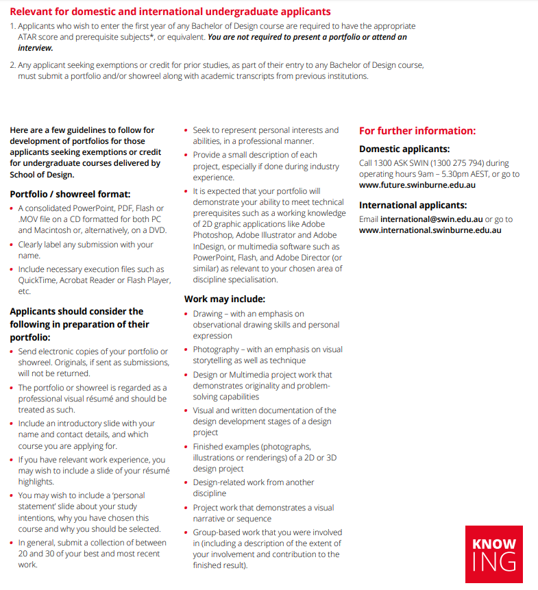 Good Practice Note - Admissions Transparency -  Figure 37 - Swinburne