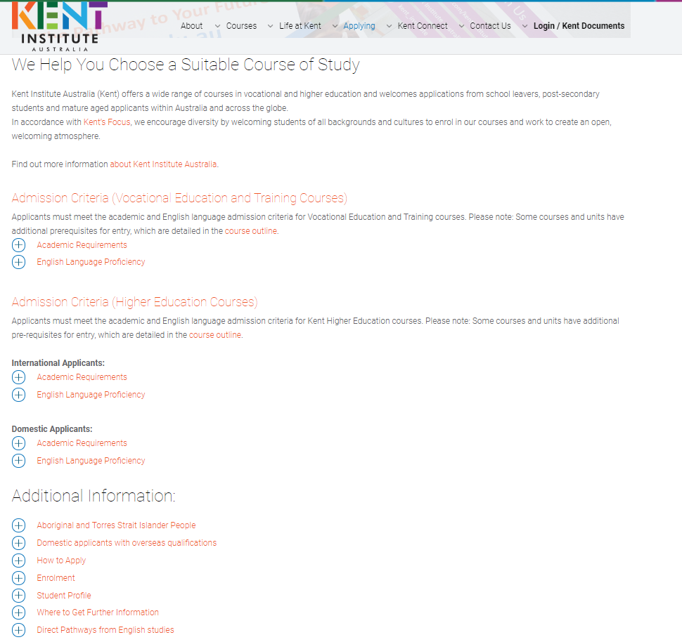 Good Practice Note - Admissions Transparency -  Figure 4 - Kent Institute Australia